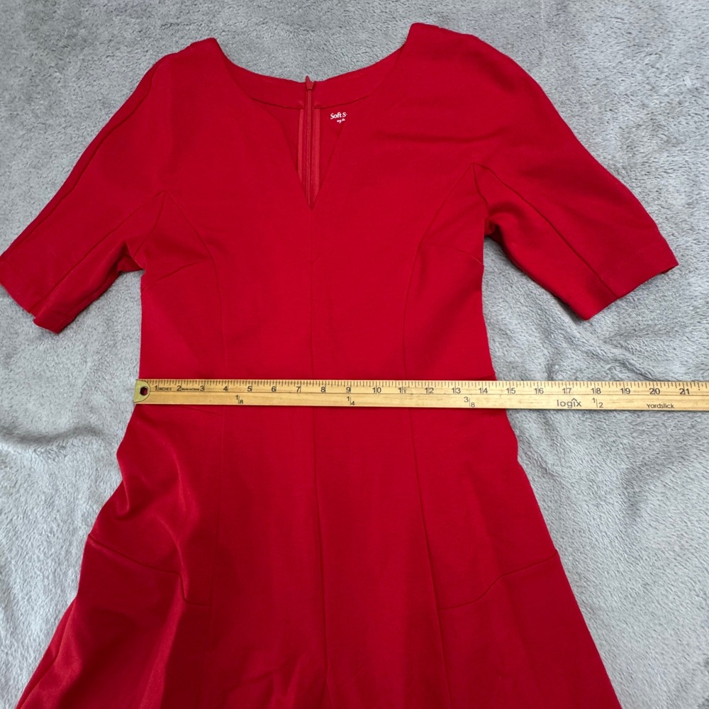 Soft Surroundings Dress Women's Size‎ 8 Red Short Sleeve Rear Zip - Picture 6 of 13